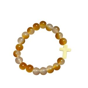 Handmade Glass Bead Cross Bracelet